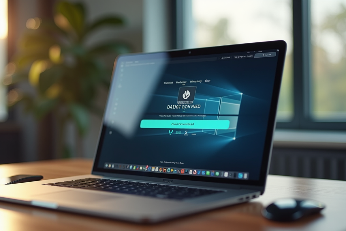 Bureau moderne avec ordinateur portable sur une table en bois