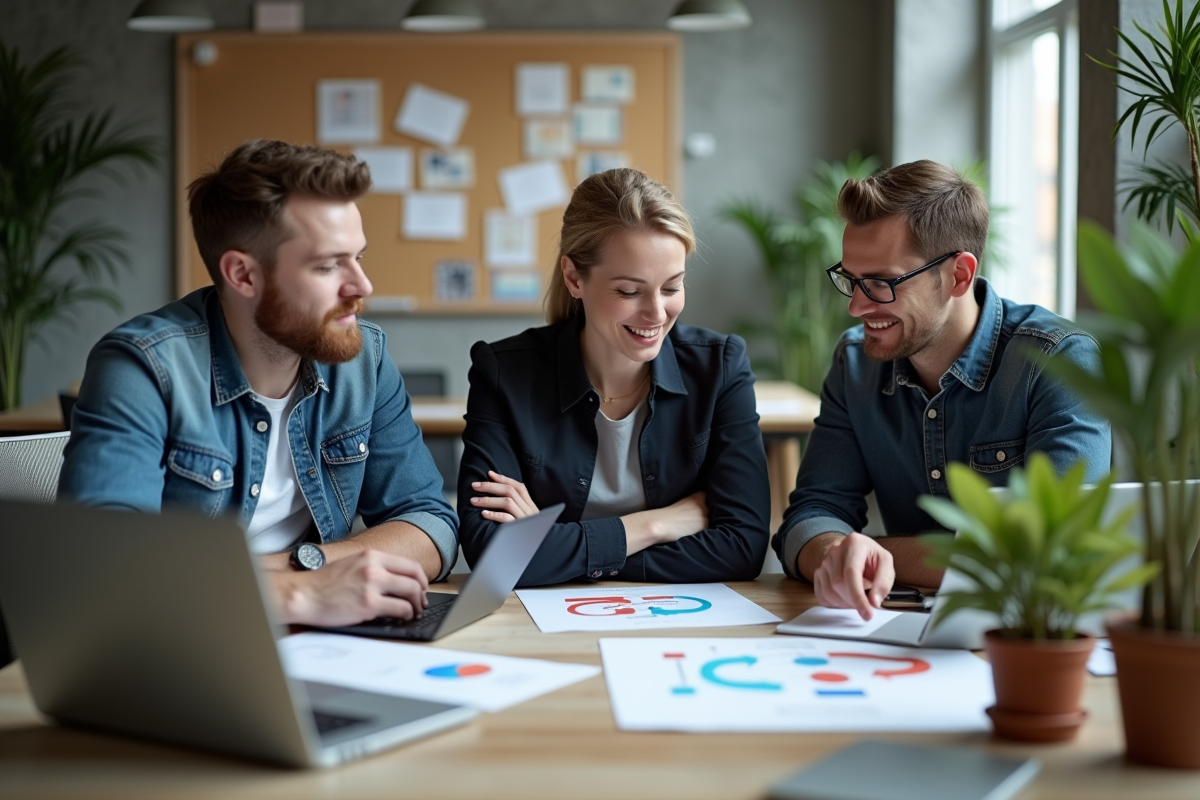 Groupe divers de professionnels UX en discussion collaborative
