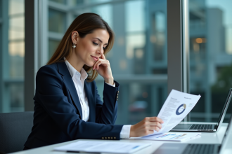 Femme d'affaires en réunion avec rapport de cybersécurité