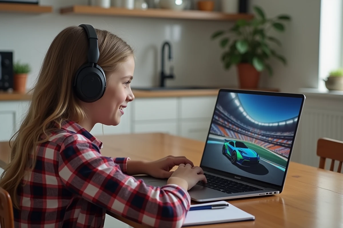 Fille regardant un tutoriel Bakkesmod sur son ordinateur portable
