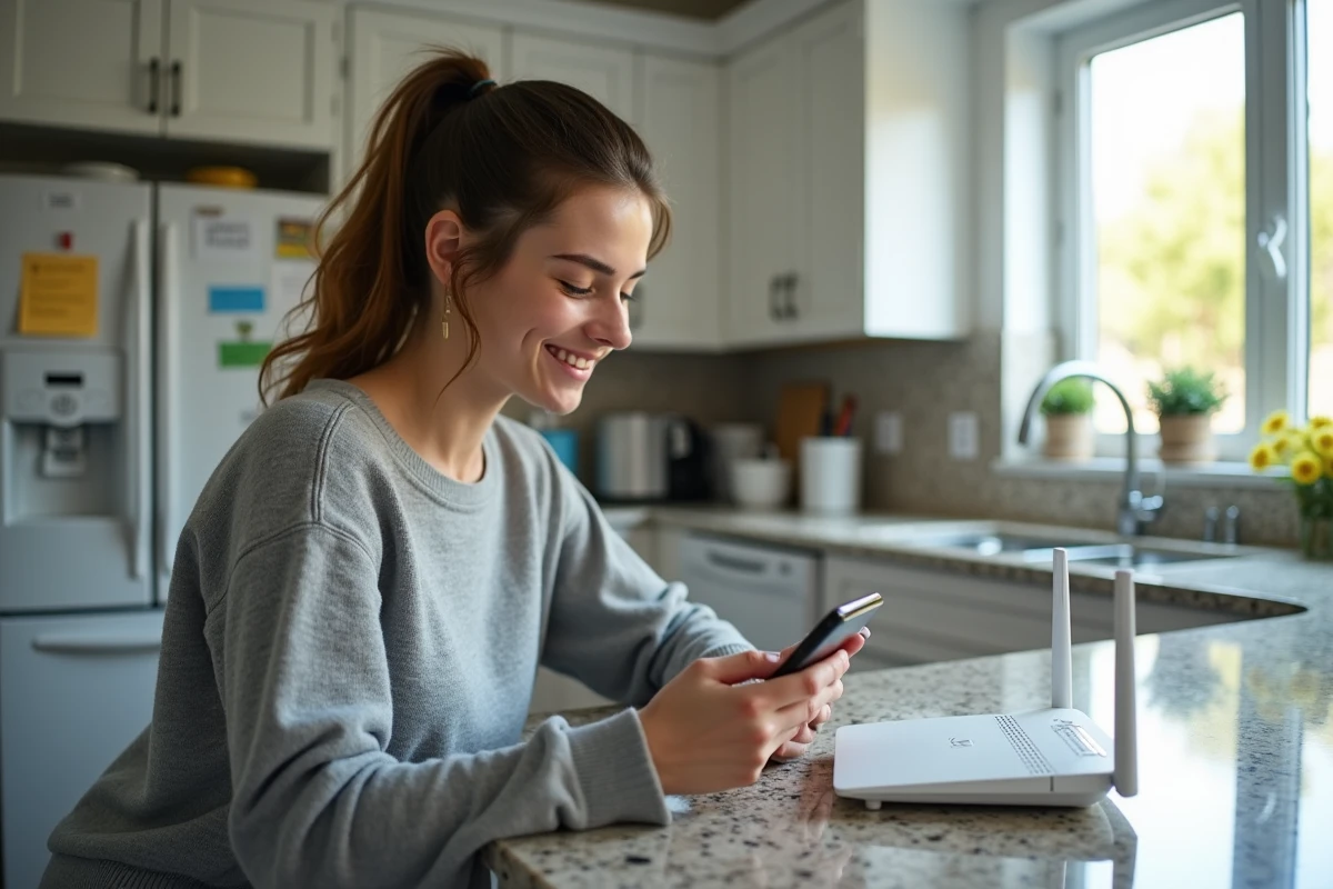 Jeune femme utilisant son smartphone près d