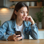 Jeune femme décontractée dans sa cuisine moderne