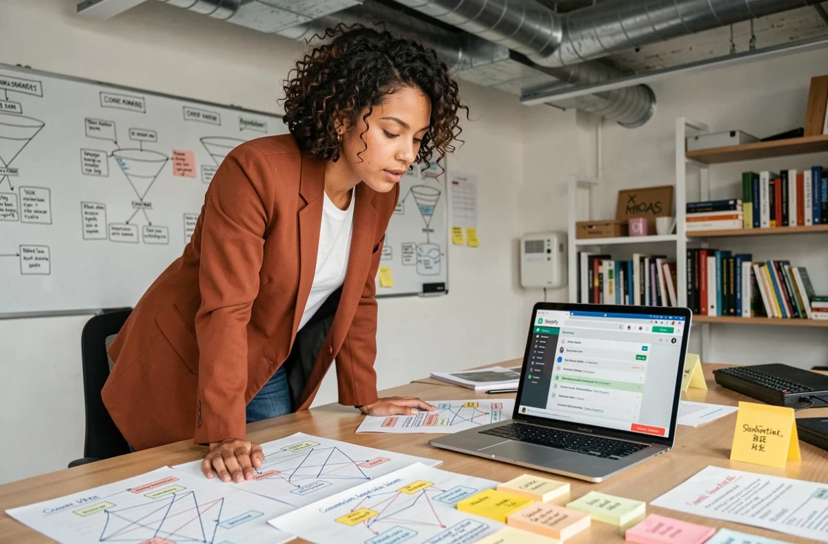 Stratège UX d'une agence Shopify spécialisée en conversion travaillant sur des parcours utilisateurs dans un studio parisien